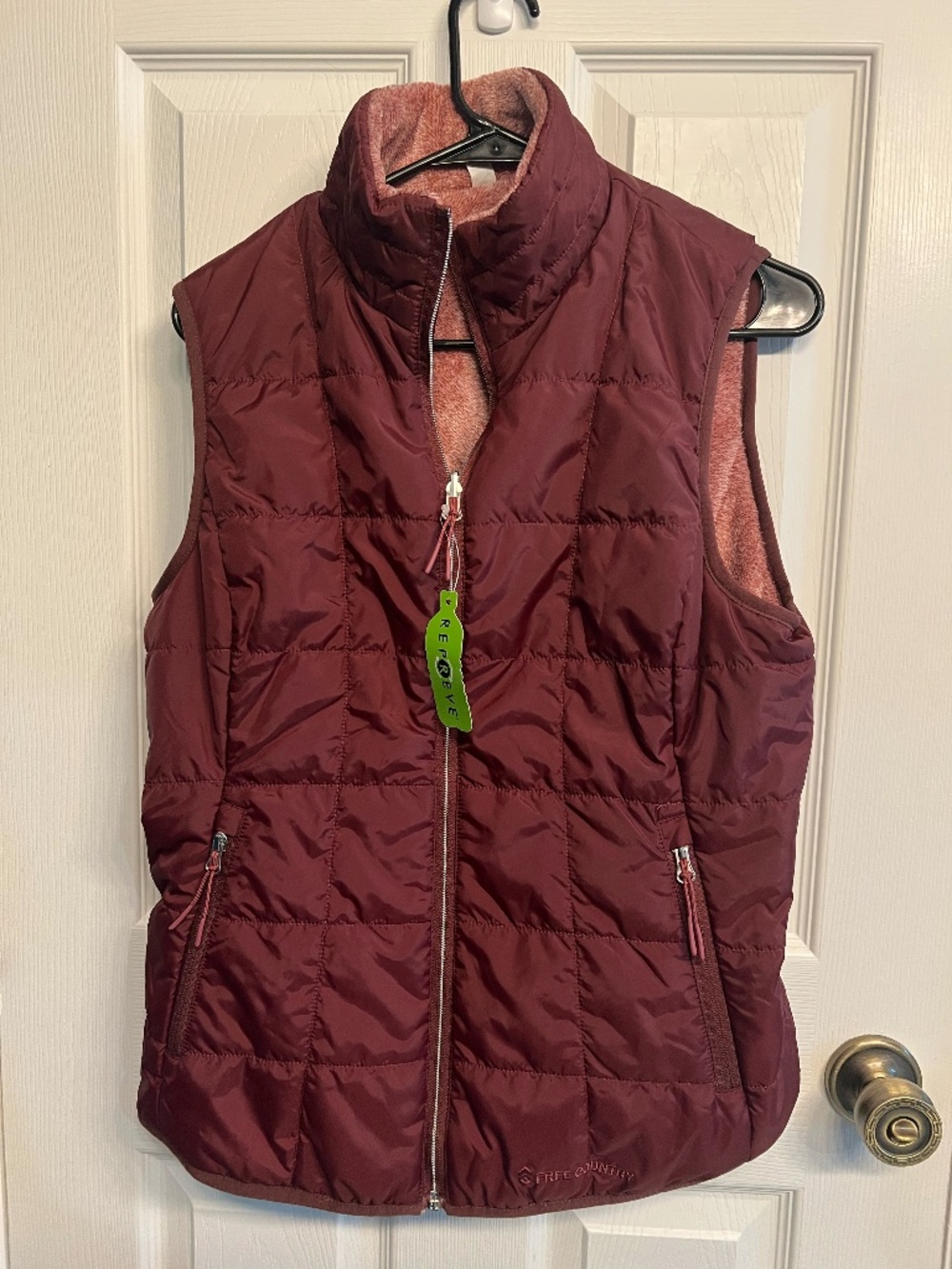 Free Country Maroon Quilted Fleece Lined Vest